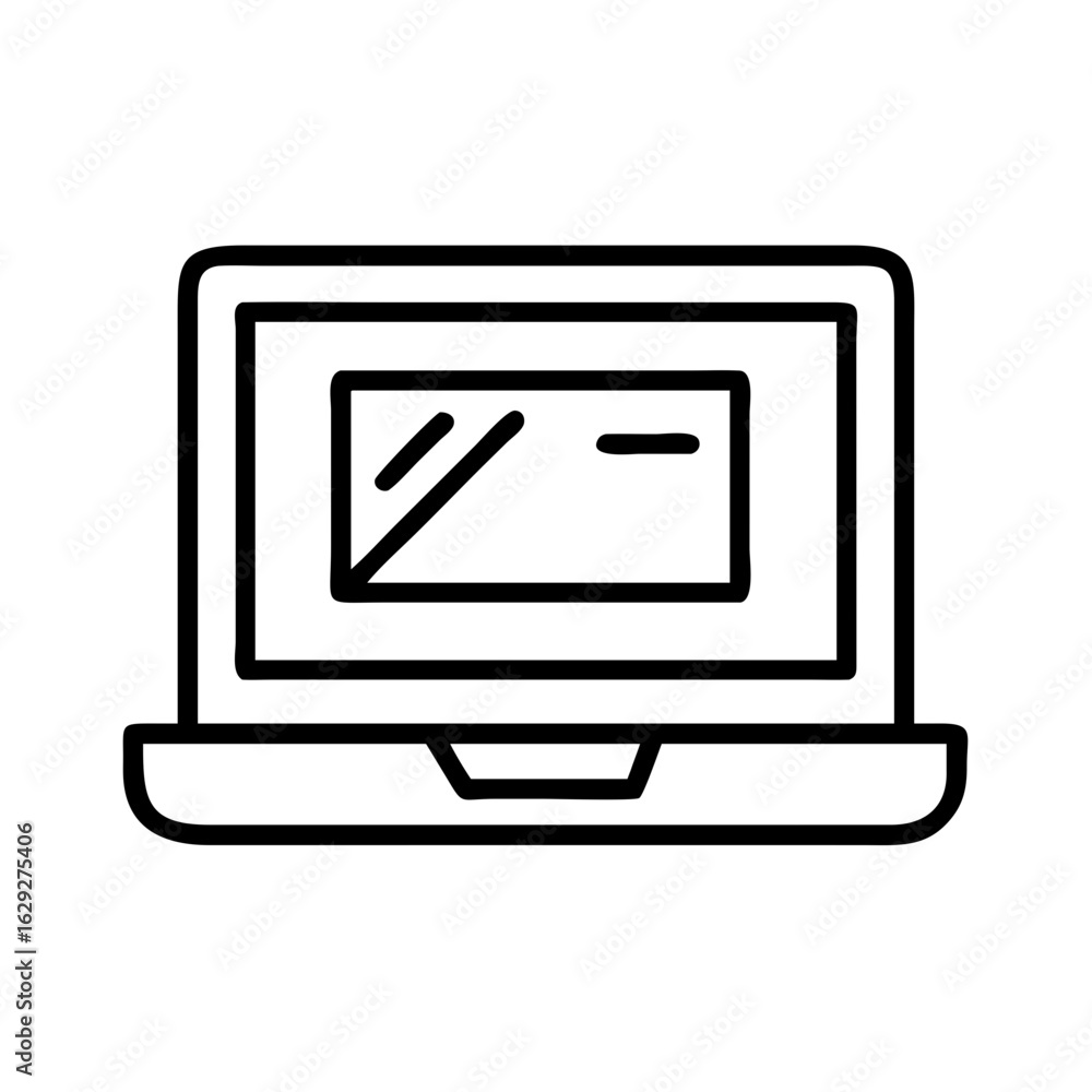 Poster laptop computer vector graphic for technology and business use outline style simple design