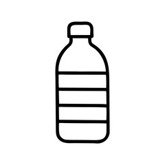 Vector outline drawing of plastic water bottle reusable container for liquid storage design element