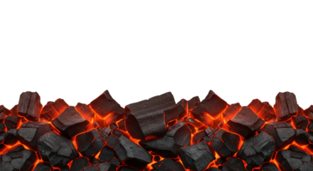 Glowing charcoal embers isolated PNG with Transparent Background