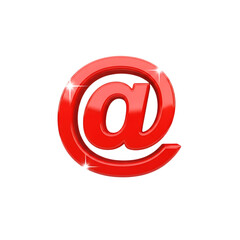 Shiny red at symbol isolated on transparent background