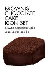 Brownis chocolate cake logo vector icon set	
