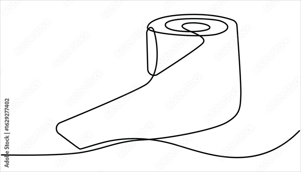 Poster continuous single line art of paper roll. one line drawing of a roll of printer paper, a roll of tis