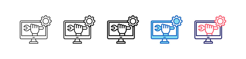 Machine Repair Icon In 5 Different Styles Set Collection.   