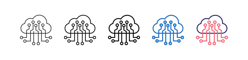 Internet Of Things Icon In 5 Different Styles Set Collection.   