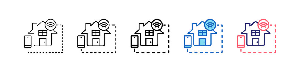 Smart Home Icon In 5 Different Styles Set Collection.   
