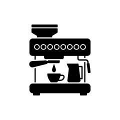Espresso Machine Icon Professional Coffee Maker Detailed Vector Illustration for Cafe or Restaurant Design Black and White Coffee Shop Concept