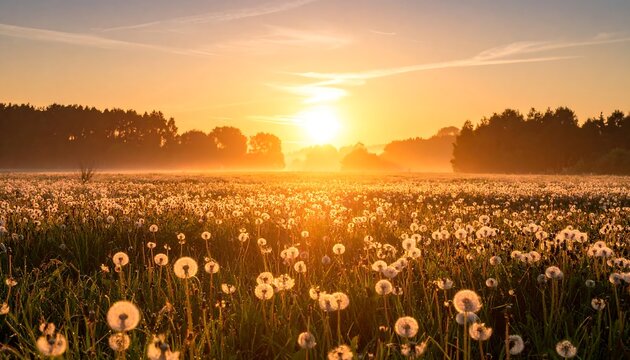 Sunrise over a field of dandelions (1)