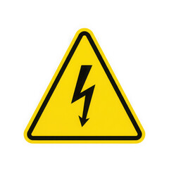 Yellow triangle high voltage warning symbol isolated on transparent background