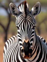 Naklejka premium Close-Up Portrait of a Zebra in the Wild