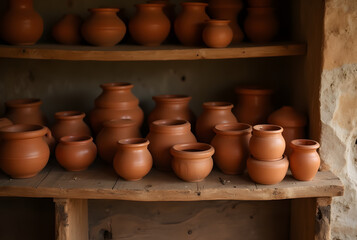 clay pots in the market