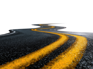 Winding road through a dark space