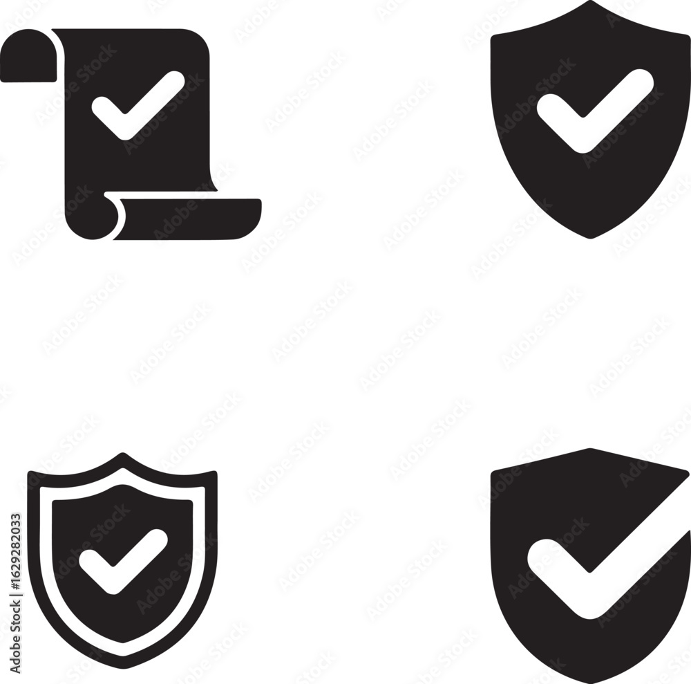 Poster approved and secured icons representing trust and verification