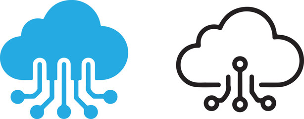 Obraz premium Cloud computing technology icons with circuitry