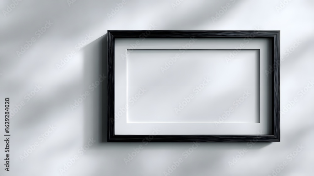 Poster floating picture frame with drop shadow on white background
