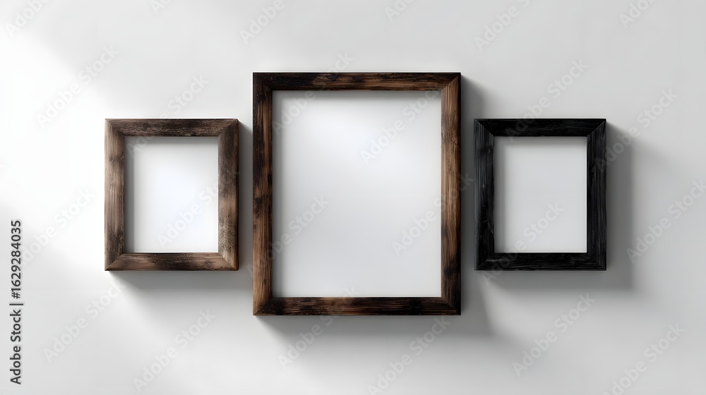 Poster floating picture frames with drop shadows on a white background