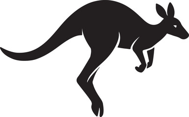 Fototapeta premium Black silhouette of a kangaroo jumping isolated on white background