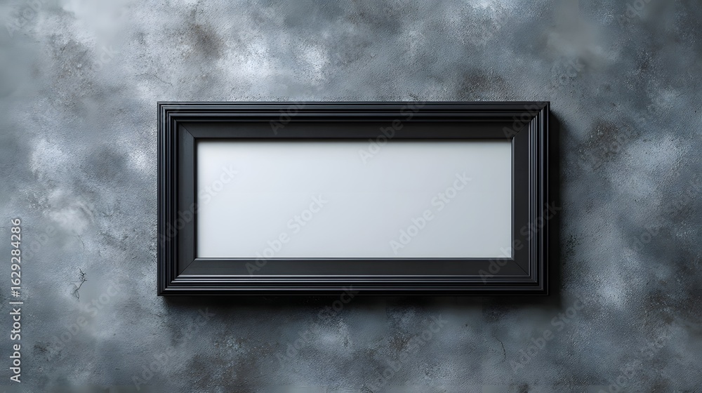 Wall mural empty rectangular frame for artwork mockup with studio lighting