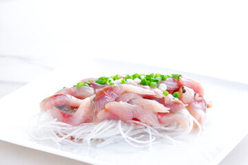 アジのたたき - とれたての味を包丁で細かく切り刻んだ、アジのたたき
