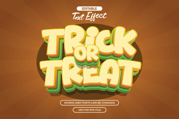 Trick or treat editable text effect with 3d cartoon text style