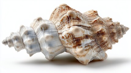 A smooth seashell on a white background, natural curves, coastal minimalism, serene simplicity