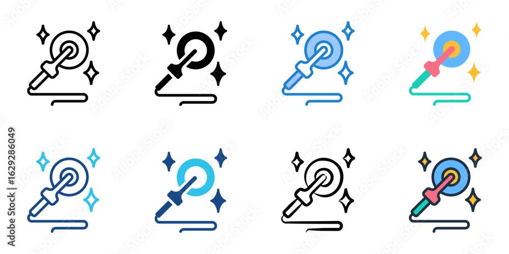 Poster polishing icon set multiple style collection