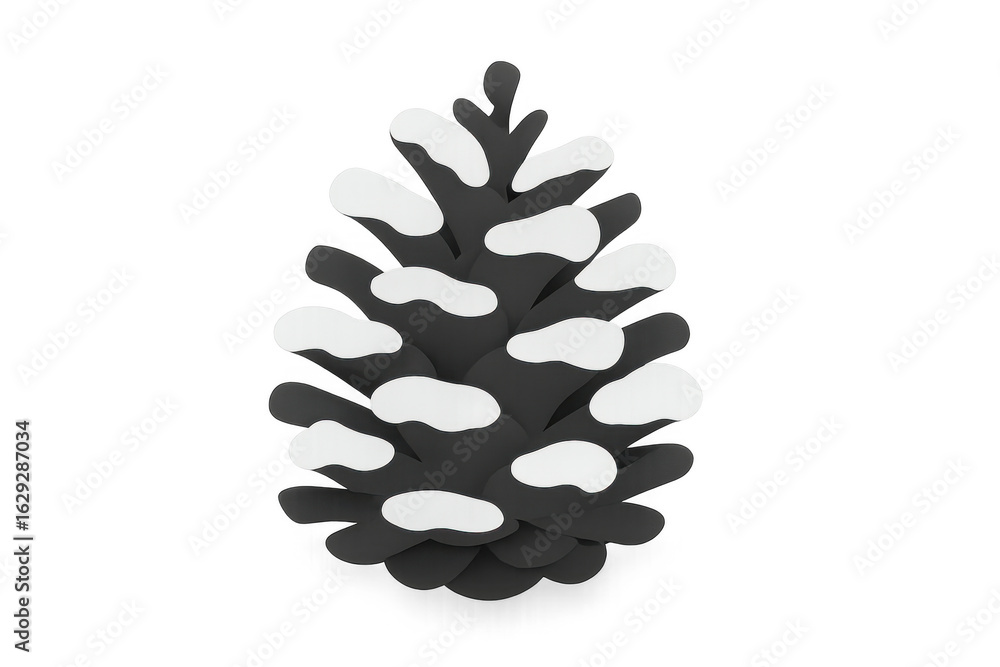 Poster snowcovered pine cone rendering, realistic 3d visualization, transparent backdrop, winter design ele