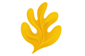 Obraz premium 3d rendering featuring a vibrant golden leaf, symbolizing the beauty of autumn, isolated against a transparent background