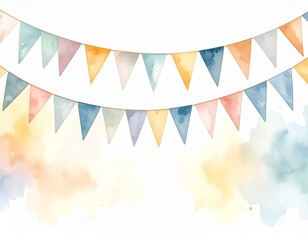 Obraz premium Soft Watercolor Garland on Warm, Simple White Background Illustration