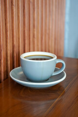 Hot Americano, Indonesia, captured on August 6, 2025. A bold black coffee served in a clean ceramic cup, rich aroma rising with steam, perfect for a minimalist café scene or a calm morning at work