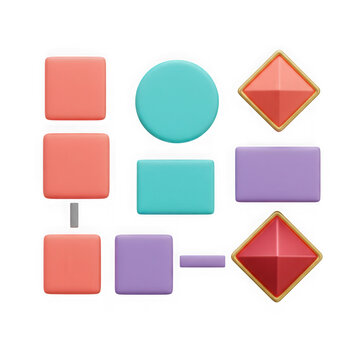 Collection of geometric shapes isolated on transparent background