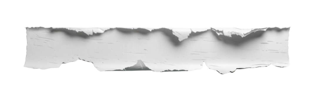 Torn White Paper Edge Isolated on Transparent Background