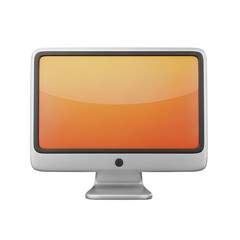 Modern computer monitor displaying a warm orange gradient isolated on transparent background