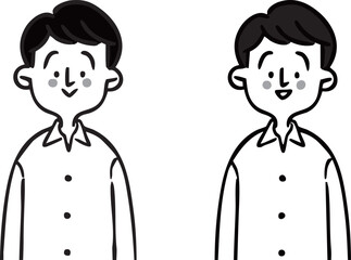 男性　上半身　ベクター（モノクロ）
