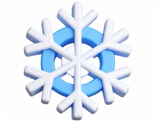 Fototapeta premium 3D Snowflake Icon with Blue and White Design – Winter Symbol