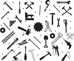 Fototapeta premium Icon Set of Construction, Renovation and DIY Tools. Construction tool icon collection