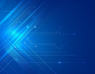Abstract blue technology background with glowing digital network lines. Futuristic concept of data communication and cyberspace.