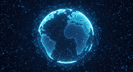 Digital world globe futuristic network connections global technology innovation concept