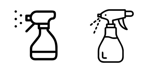 Spray Bottle Outline Icon with Trigger Nozzle for Cleaning