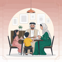 A modern family engages in a mealtime that emphasizes the values of connection, love, and nurturing through a shared dining experience in a beautifully designed space.