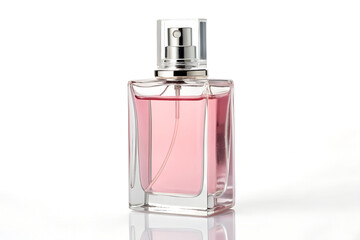 Pink Perfume Bottle on White Background