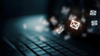 Email marketing campaign in progress with digital communication icons