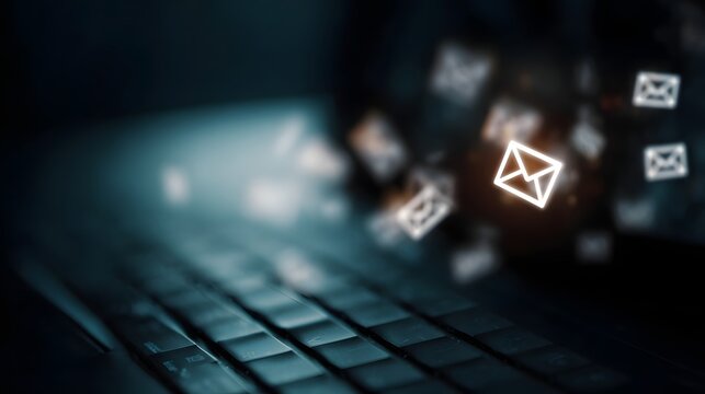 Email marketing campaign in progress with digital communication icons