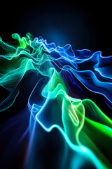 A blue and green abstract background with a black background