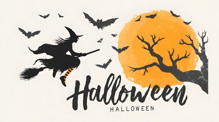 Whimsical Witch in Halloween-Themed Wide Banner