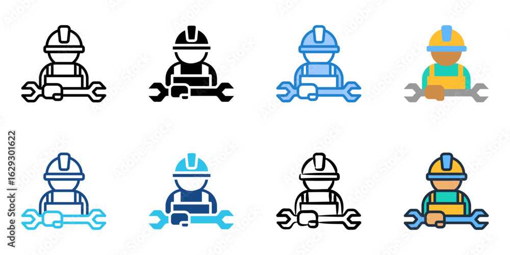 Poster handyman icon set multiple style collection