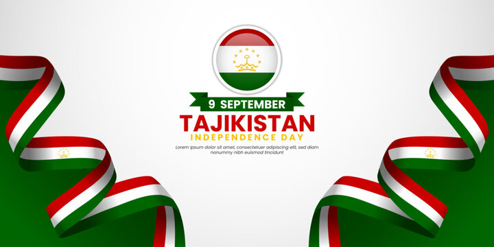 Tajikistan independence day banner background 9 september design element with waving ribbon flag