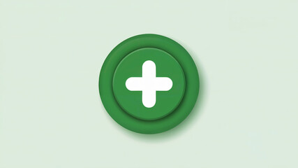 Fototapeta premium Flat Green Plus Button Icon