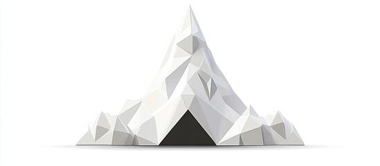 Abstract, geometric mountain peak with dark entrance