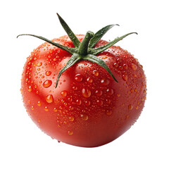 Ai generated image of fresh tomato with water drops isolated on transparent background
