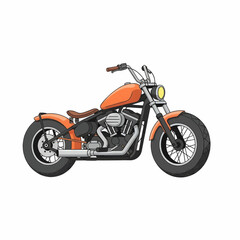 Fototapeta premium Custom Orange Chopper Motorcycle with Classic Design Isolated on White Background